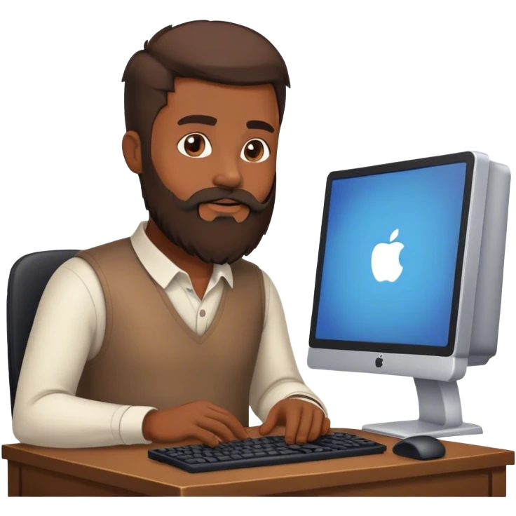 Poliziotto con la barba seduto al pc emoji