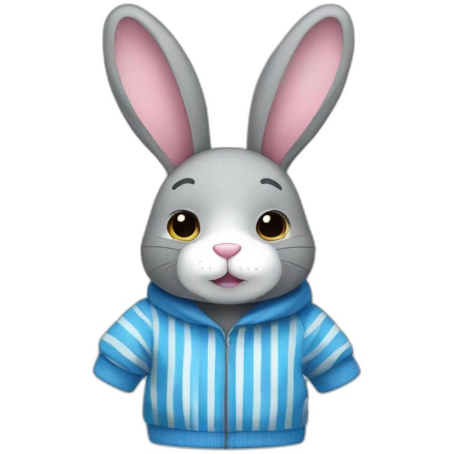 Blue rabbit plush striped clothes emoji