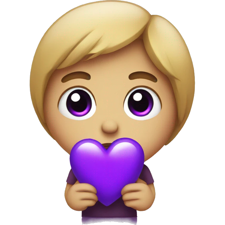 Sad Emoji Holding a purple Heart emoji