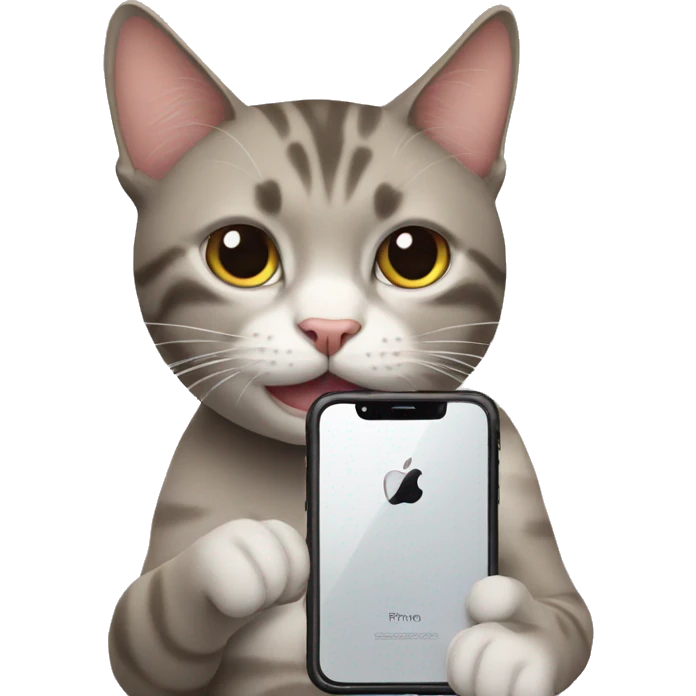 A cat holding iphone  emoji
