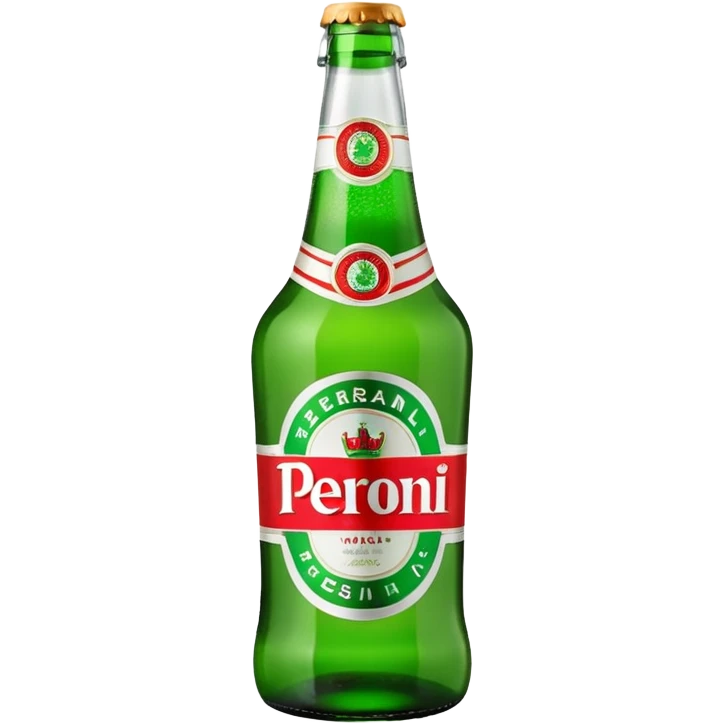Glass bottle Peroni with red marketing tape emoji