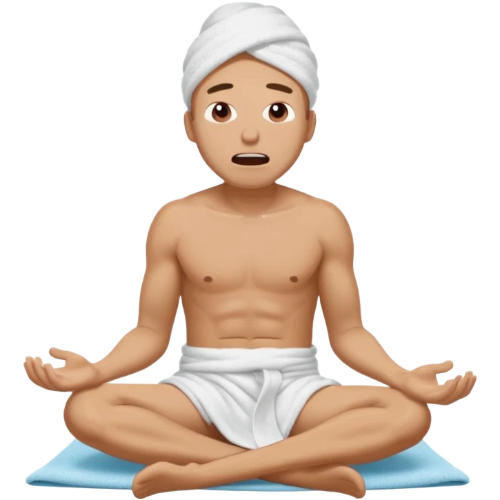 Man sitting on the floor exhausted mouth open eyes closed covered in white lotion emoji