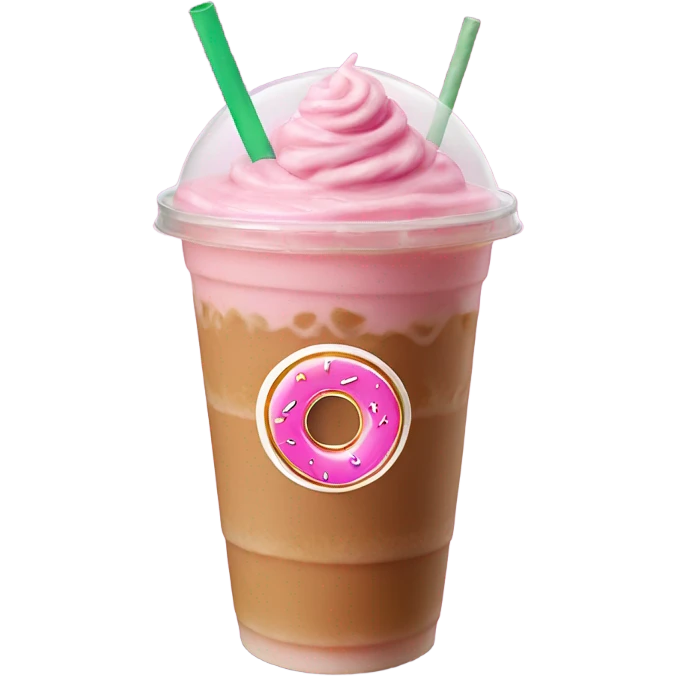 Pink Dunkin’ Donuts iced  latte emoji