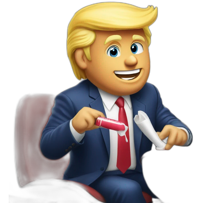 Donald Trump en train de faire une pub pour dentifrice emoji