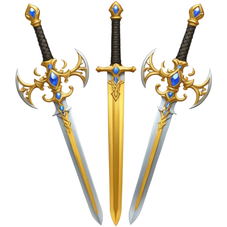 Two Golden royal swords with gold blades and gold handel emoji