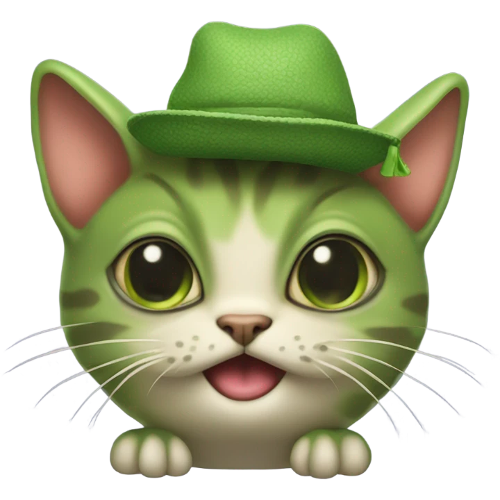 Kitten wearing angry frog hat emoji