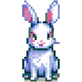 minimal pixel art bunny, facing forward, soft pastel palette emoji