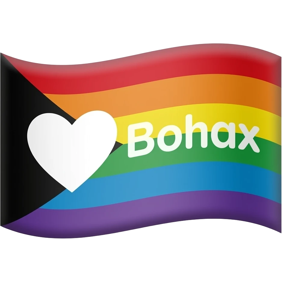 Progress flag heart red, orange, yellow, green, blue, violet, white, pink, light blue, brown, black emoji