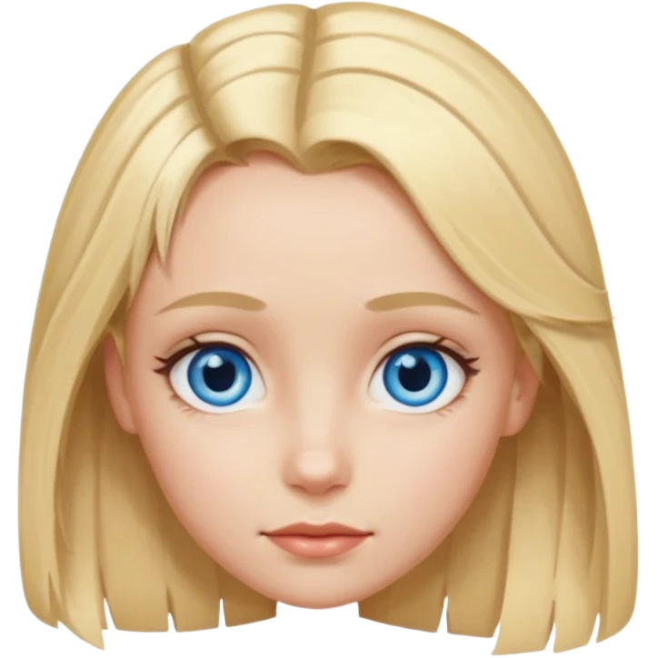 blonde girl, blue eyes with clips in hair and the biggest forehead ever emoji