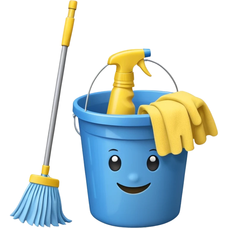 bucket with cleaning equipment emoji