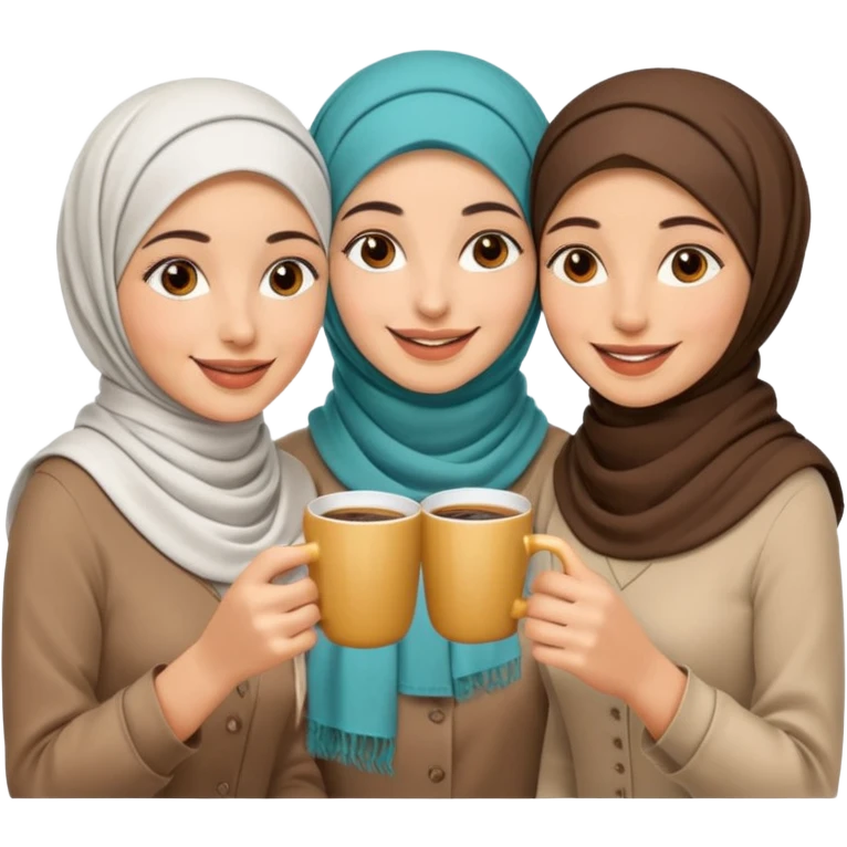 Emoji of 3 arab women drinking coffee emoji