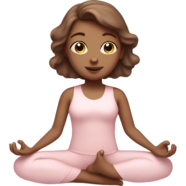 angelic brown hair yoga girl in light pink yoga outfit emoji