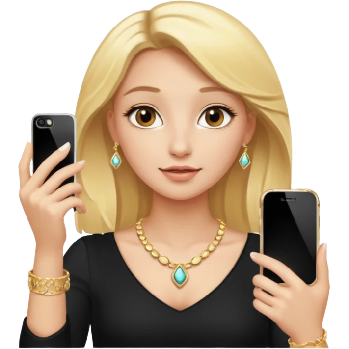 phone selfie blonde jewelry girl emoji