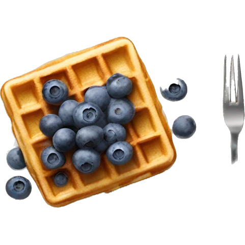 Belgian waffle with blueberries, bird view emoji