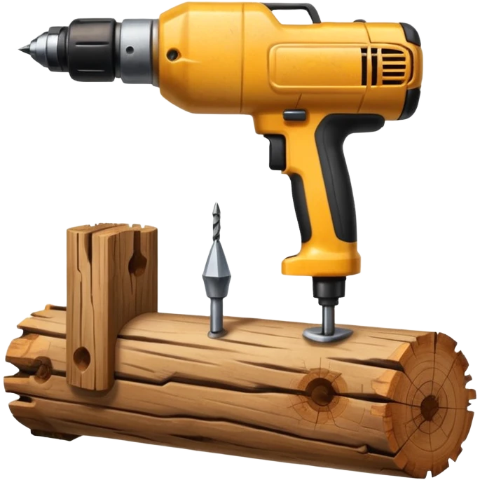 carpenter drill with wooden log emoji