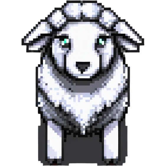 pixel art Minecraft sheep, blocky and square, resembling the in-game appearance emoji