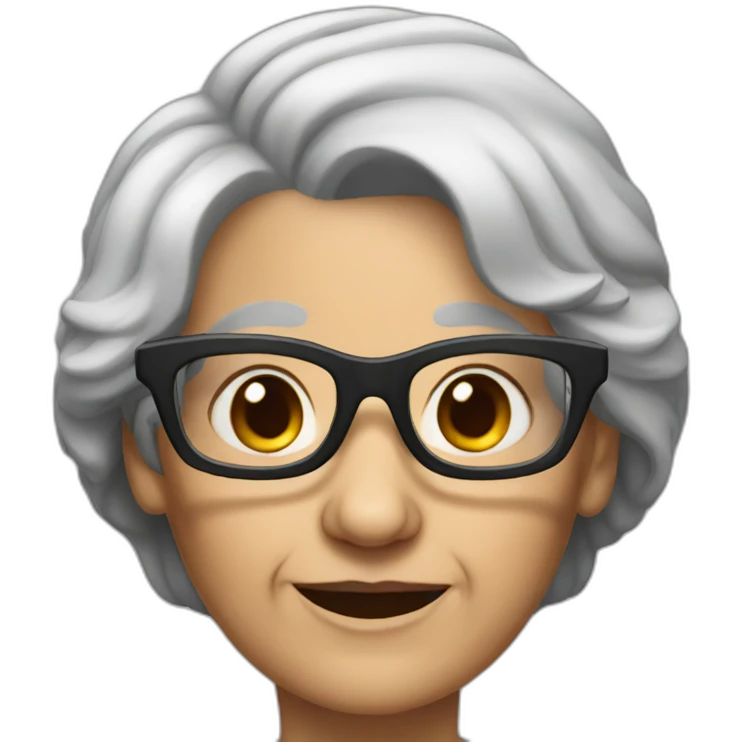 Old woman With black hair, wrinkles glasses emoji