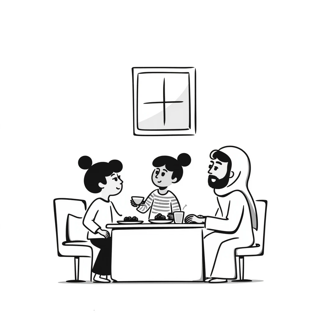 Muslim family waking up for early morning meal during Ramadan emoji