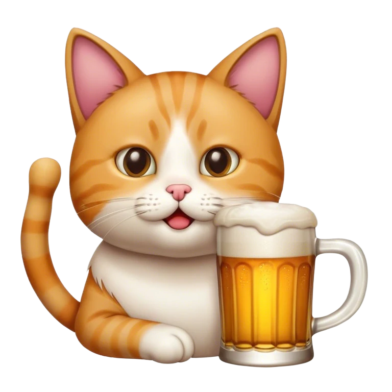 cat drinking beer emoji