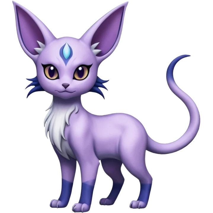 Dusky Purple-Navy Velvet-Coated Shadow-Striated Elegant Feline Absol-Espeon-hybrid-creature (full body) emoji