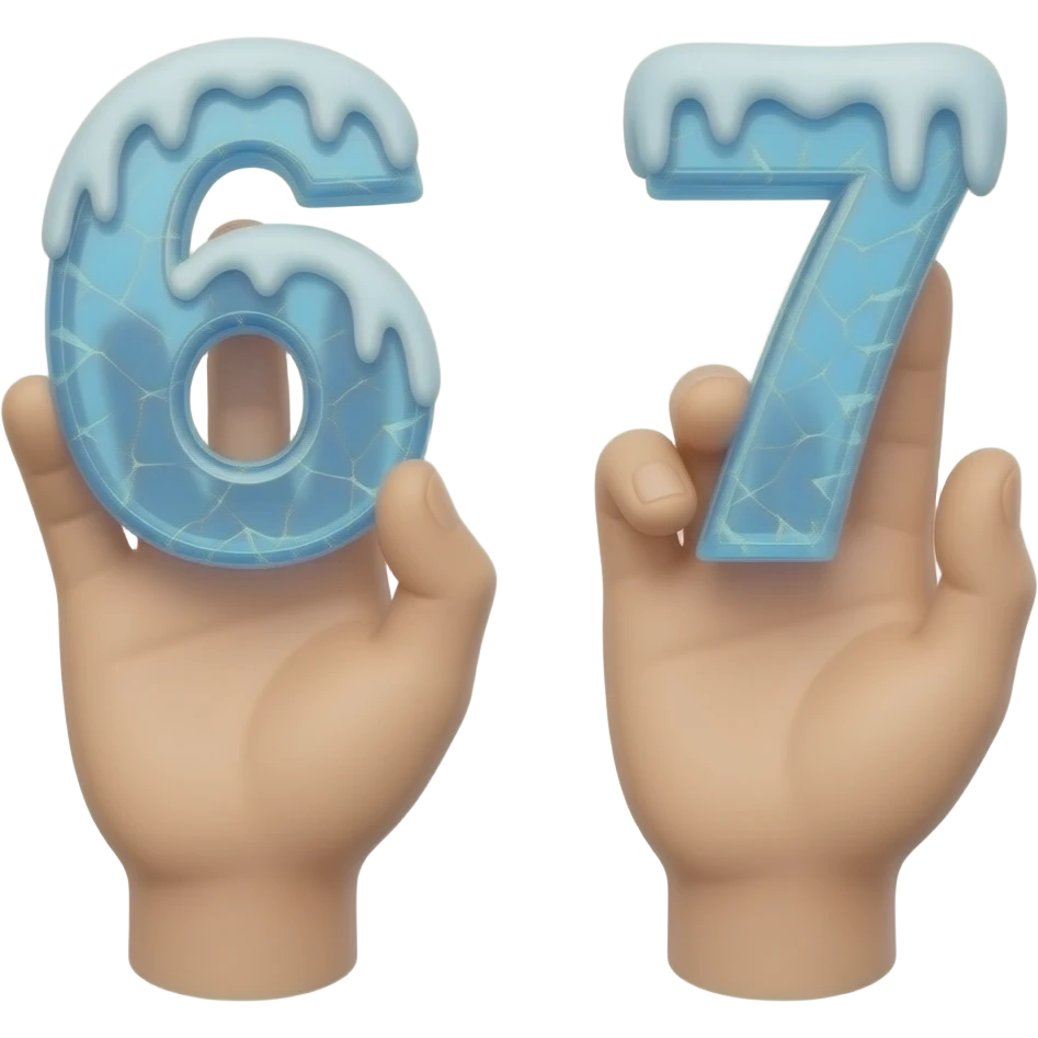 Make a freezing emoji that has freezing hands going up and down with 6 on one and 7 on the other emoji