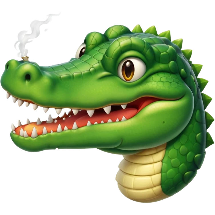 Un alligator habillé en smoking faisant un sourire emoji