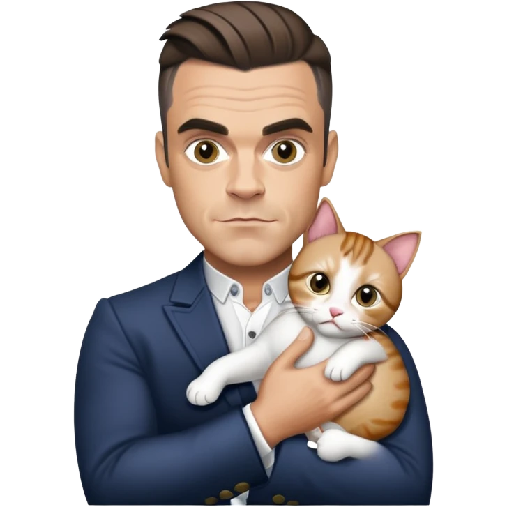 Robbie Williams holding a cat  emoji
