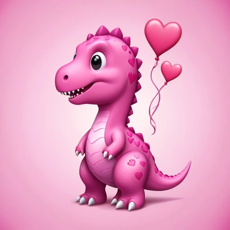 Dinosaur, his coloring themed in Valentine's Day, he has hearts on it, he's kinda pink and girly emoji