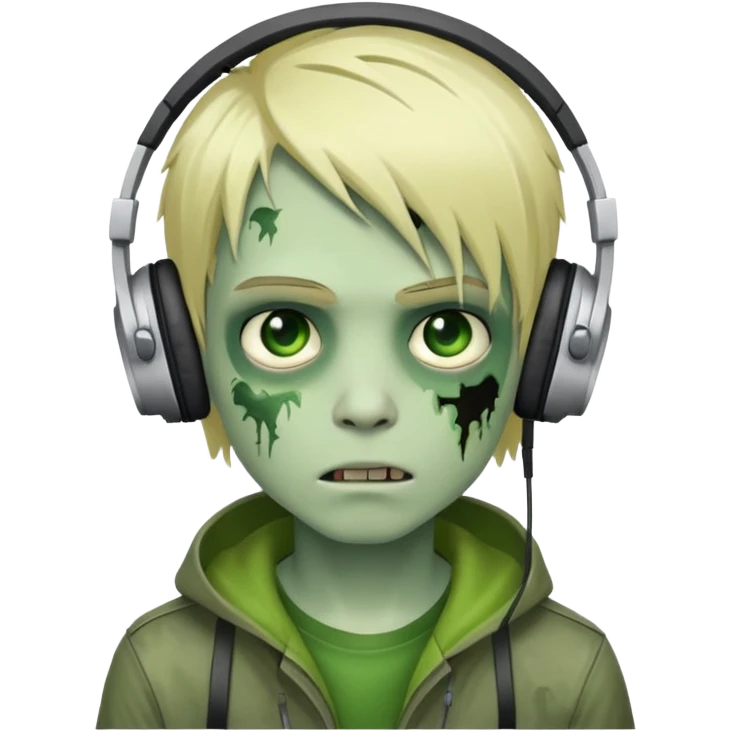boy zombie with blonde emo hair and green skin and headphones  emoji