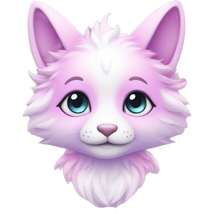 Kawaii colorful bright light pastel lilac-pink-white-gradient fantasy ethereal anthro fursona animal creature emoji