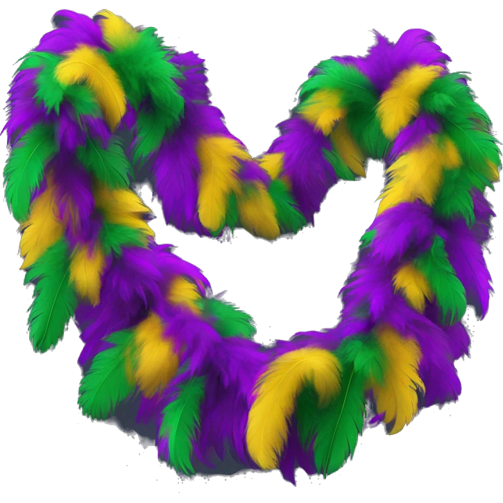 Realistic isolated single stretched out mardi gras color feather boa. emoji