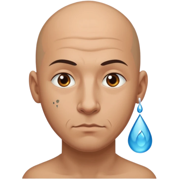 Bald man with drop tattoo under eye emoji