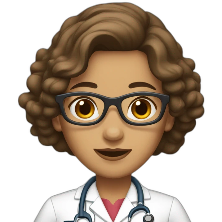 doctora con cabello castaño y largo emoji