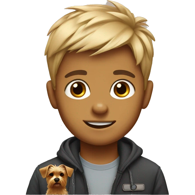 Boy with a dog Yorkshire Terrier emoji