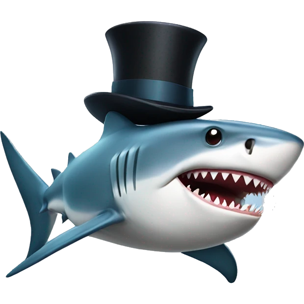 Shark with a top hat emoji