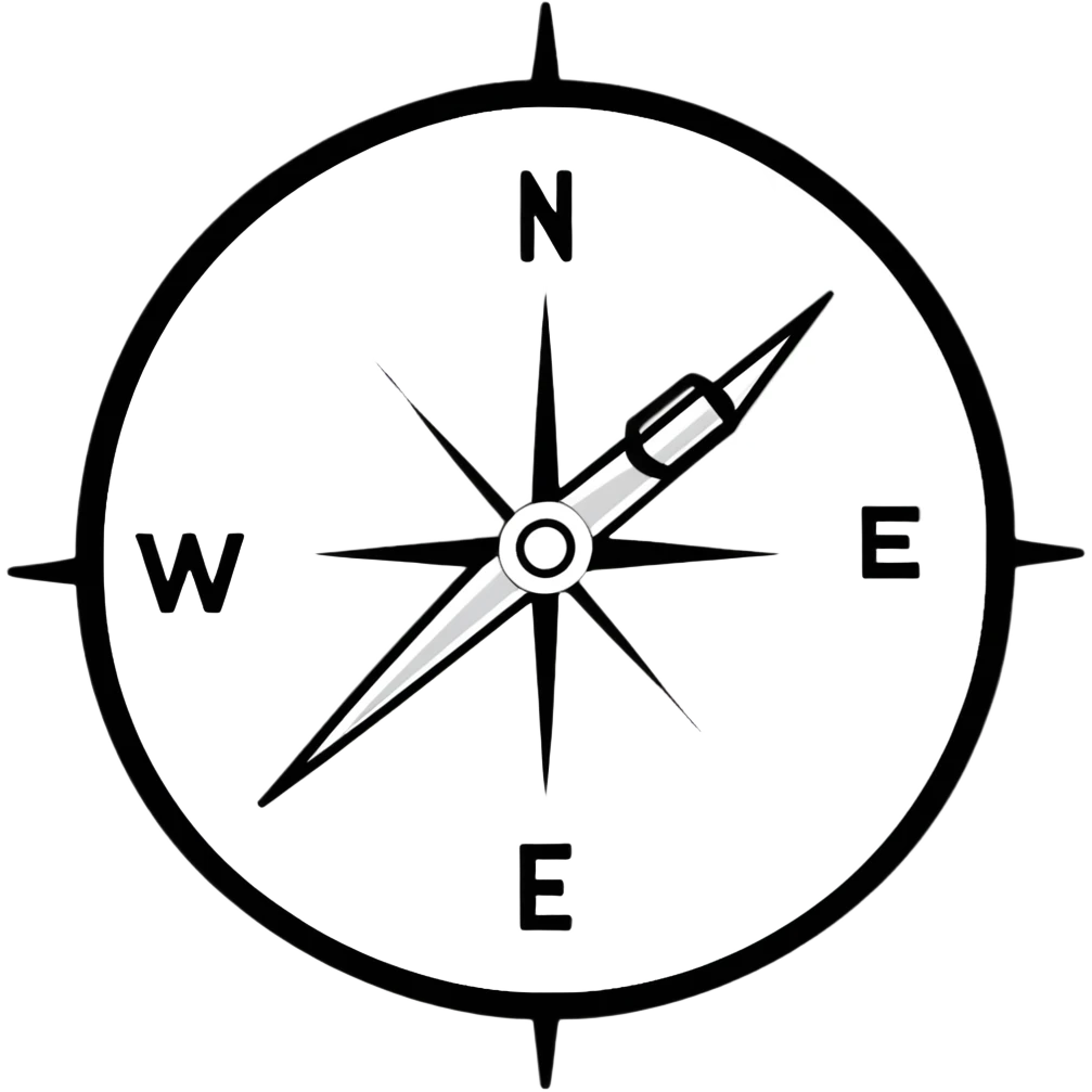 navigational compass with white awareness ribbon emoji