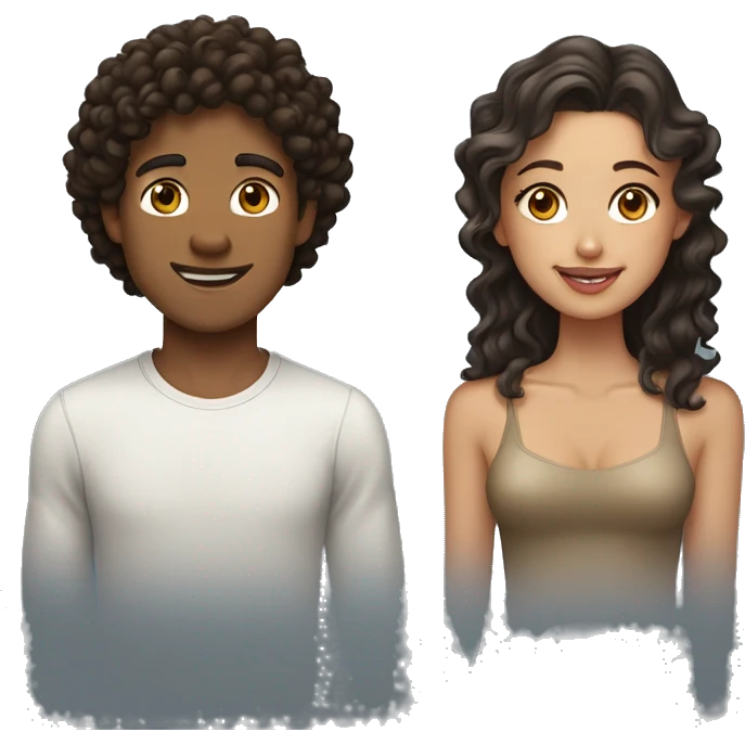 guy with dark curly hair and tan skin loves a girl with light skin and wavy brown hair  emoji