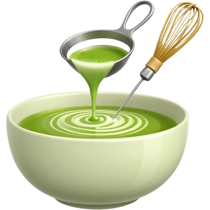 matcha whisk (chasen) in action, whisking green matcha tea in a bowl emoji