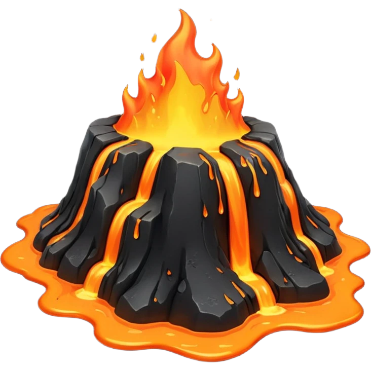 A lava flow spilling slowly over blackened rocks. emoji