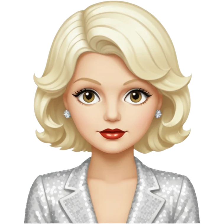 Jean Harlow with platinum blonde hair, white sequin outfit emoji