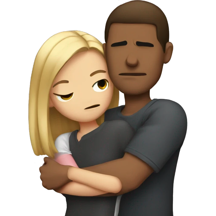 Man Hugging angry girl emoji
