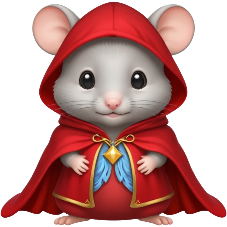 baby grey mouse, in magic red cloak emoji