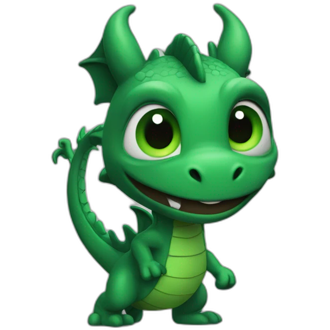 Dragon noir qui danse avec yeux vert emoji