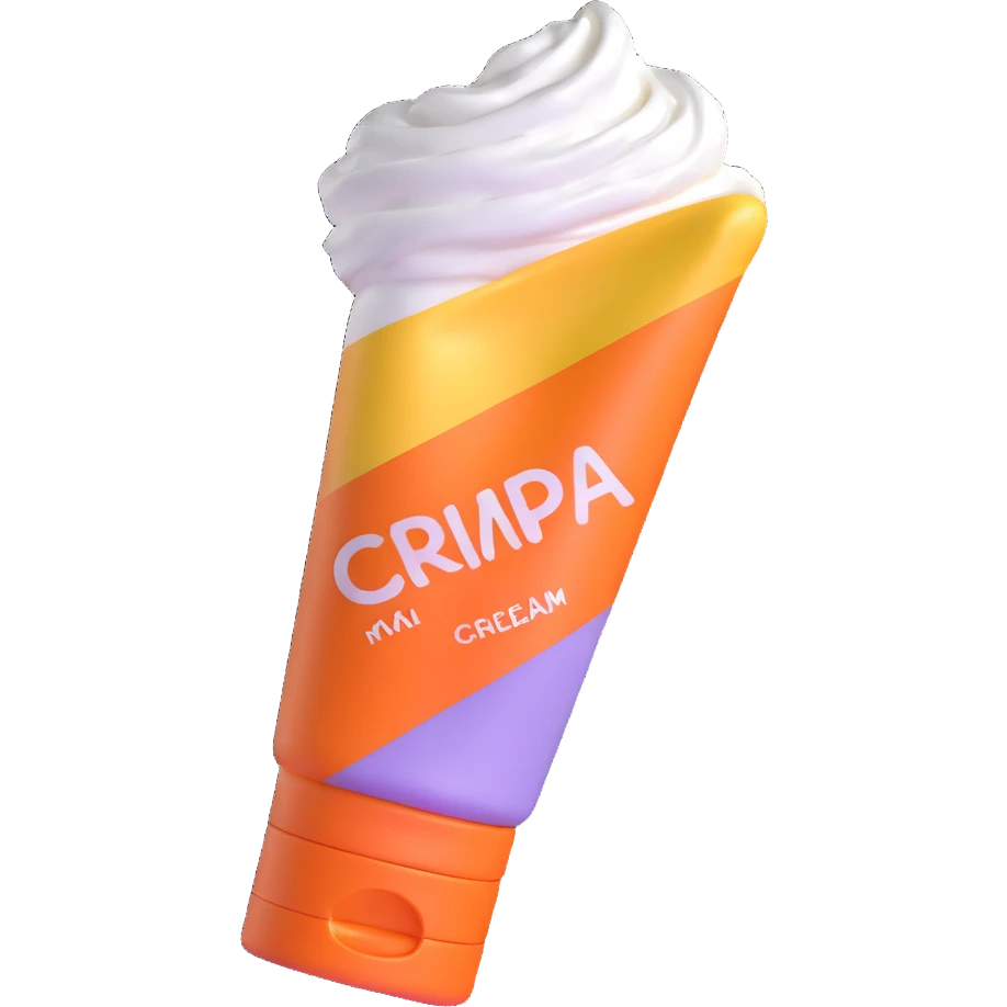 empty, crumpled hand cream tube, pastel and vibrant colors, very squished and wrinkled, cap on, no face, looks like a beauty product emoji