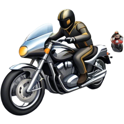 An icon showing a motorcycle and car speeding through a cityscape, with roads and curves ahead. The vehicles leave dynamic trails of speed, representing the thrill of racing and adventure. The background is transparent, focusing on the power and freedom of both cars and motorcycles. emoji