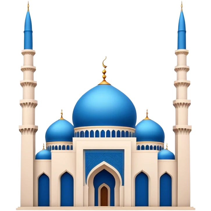 Realistic Mohammad Al-Amin Mosque Landmark Emoji, highlighting its striking blue dome, tall minarets, and elegant Arabic calligraphy. emoji