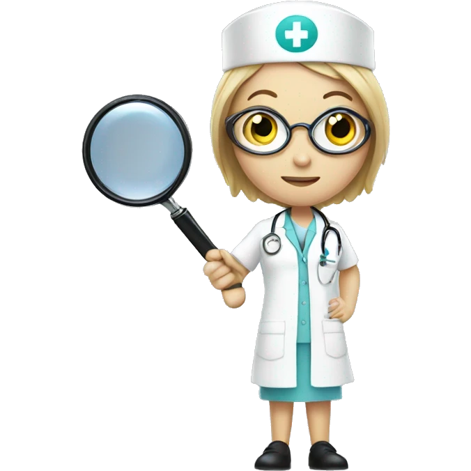 nurse holds magnifying glass emoji