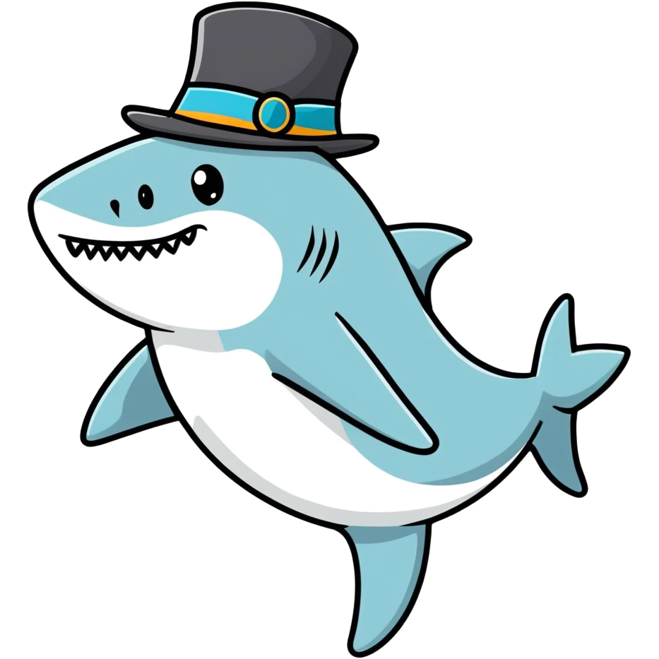 Shark with a top hat emoji