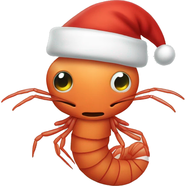 Shrimp with a Santa hat emoji