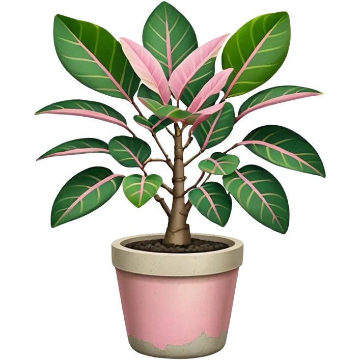 ficus elastica tineke rubber plant in cement pot emoji